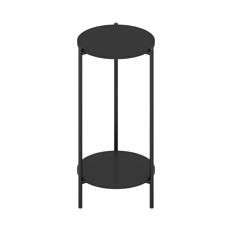 Furinno Besi 2-Tier Modern Tall Round Side End Table with Sturdy Metal Legs, Americano