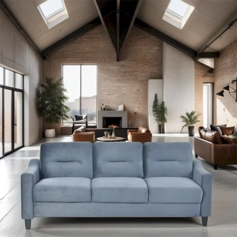 Fabric Sofa with Wood Frame and Legs