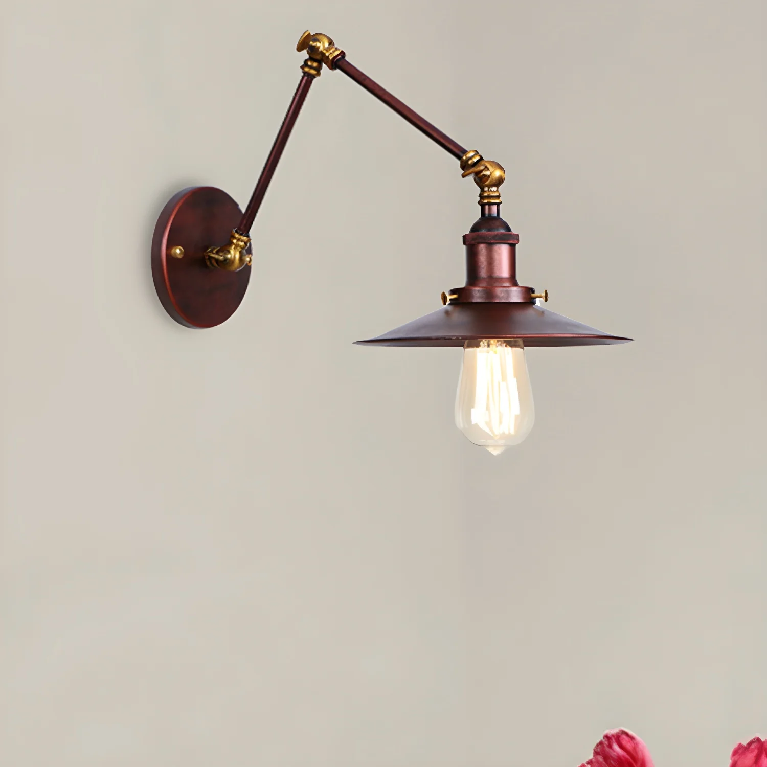 Industrial Metal Flat-Shade Swing Arm Wall Light