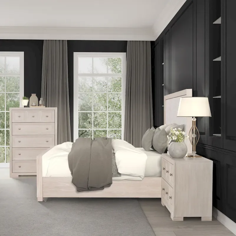 Furniture of America Durem II Modern Classic Solid Wood Fabric Panel Bed