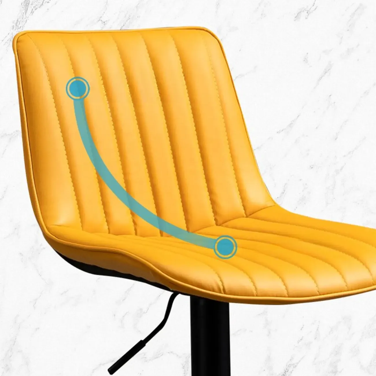 Modern Leather Upholstered Swivel Bar Stools Height Adjustable