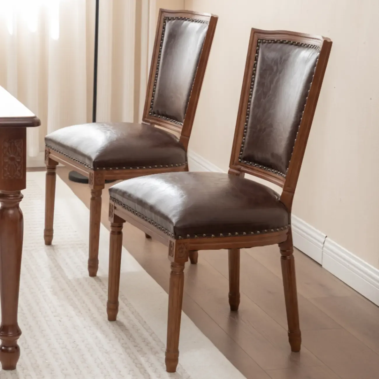 Mid Century Modern Solid Back Armless Wooden Dining Chairs