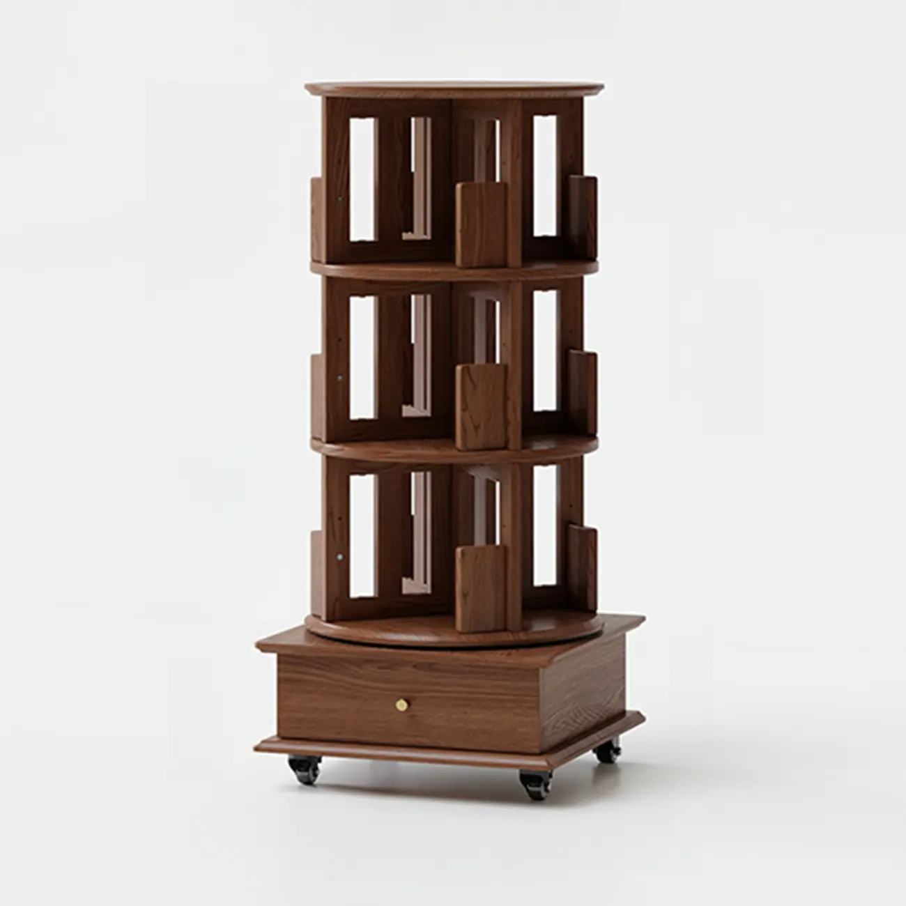 Wooden Vertical Narrow Rotating Bookcase
