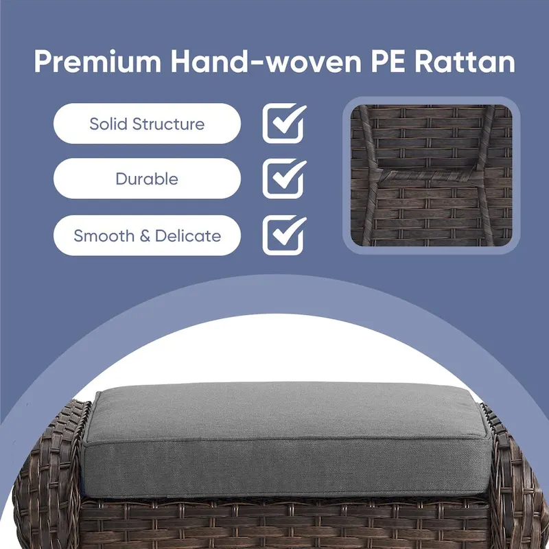 2 Rocker Chairs Ottoman with Loveseat Sofa Coffee Table - Brown