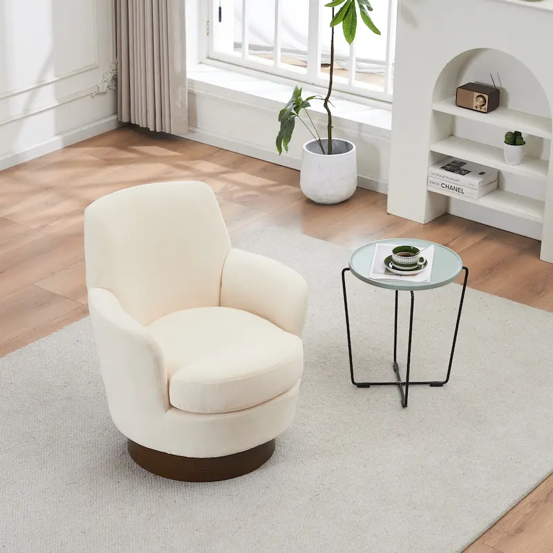 Swivel Barrel Accent Chair – Beige / Dark Grey / Brown / Blue / Grey, Single