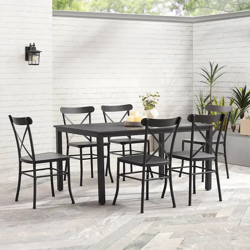 Crosley Astrid 7Pc Outdoor Metal Dining Set - 86 x109 x34.88