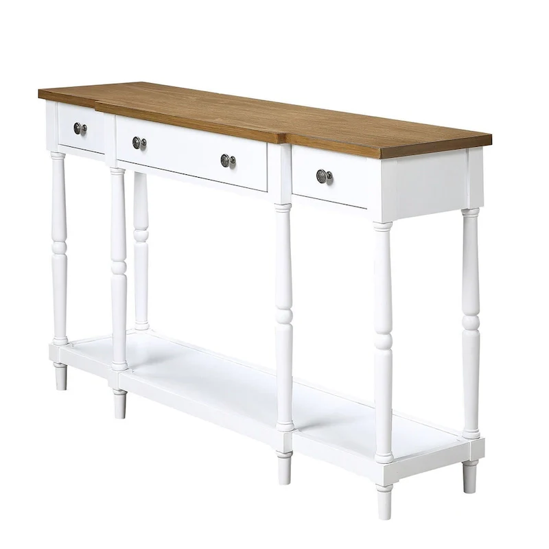 3-Drawer Console Table with Shelf - Rubberwood