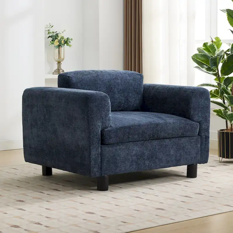 45.5 Woven Velvet Fabric Accent Chair with High-Density Cushion
