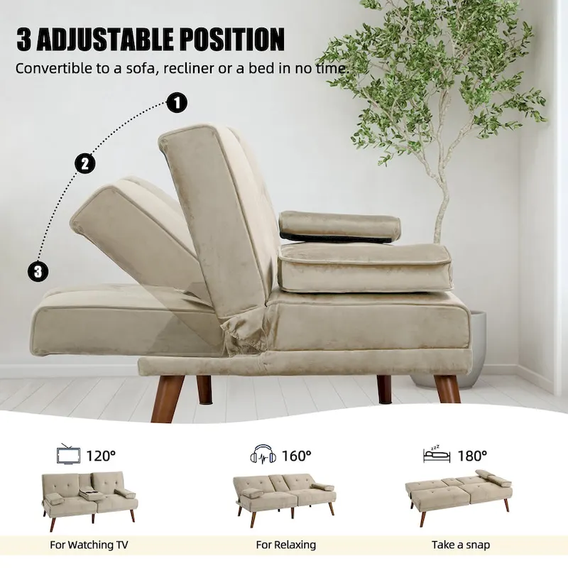 Futzca 60  Small Loveseat, 3 in 1 Cute Convertible Sofa Bed