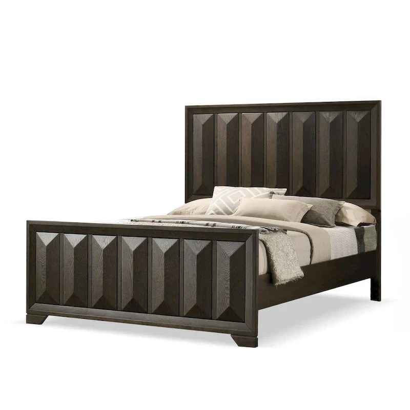 Furniture of America Uppon Espresso Wood Vertical Faceted Panel Bed