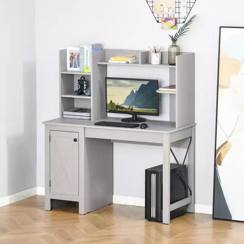 Computer Desk W/ Hutch, Home Office Desk W/ Storage Cabinet