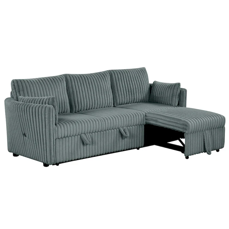 Modern Fabric Sleeper Sectional with USB and 2 pillows