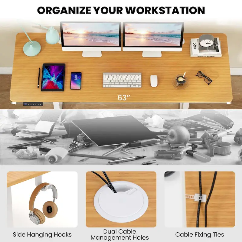 Costway 63 x 24 Inch Sit Stand Desk Height Adjustable Electric - See Details