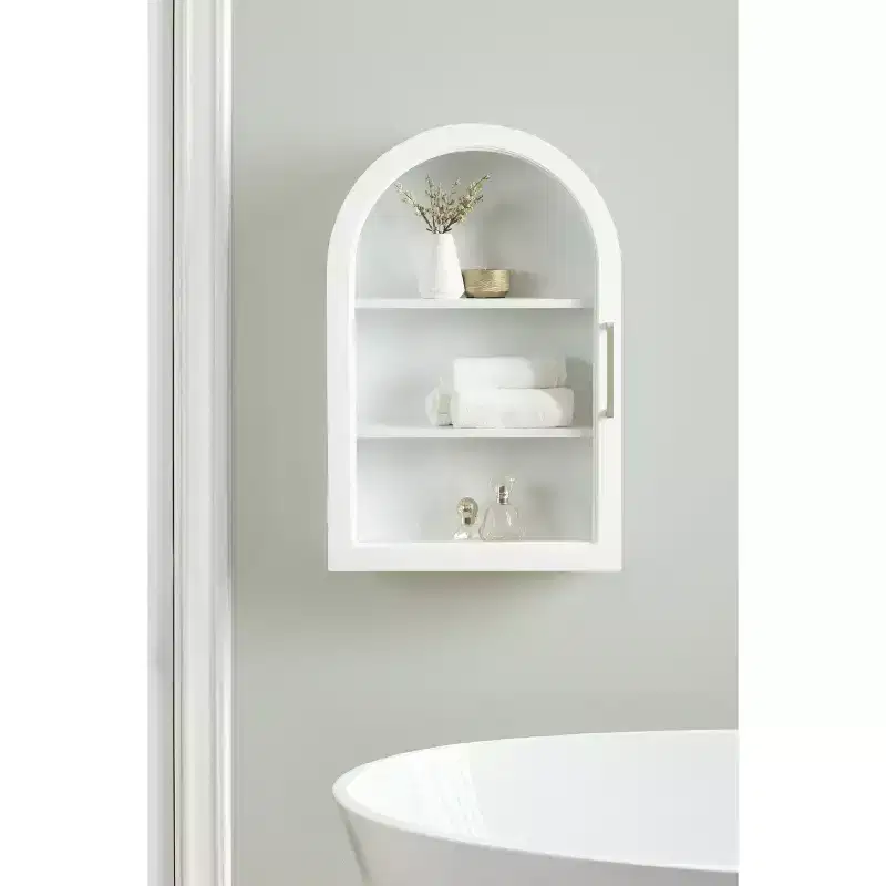 Kate and Laurel Arcott Arch Wall Cabinet, 16x7x24 White