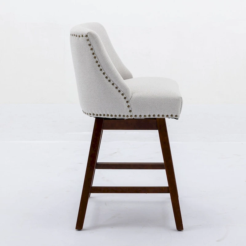 Counter Height Swivel Barstools, 26 H Seat Height Upholstered Bar Stools Set of 2, Fabric