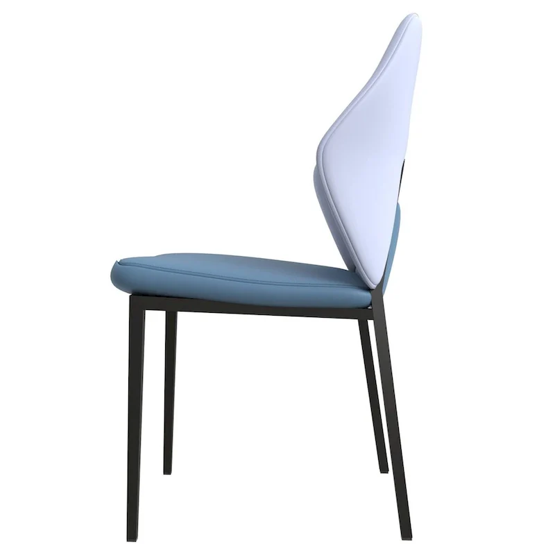 PU Leather Dining Chair – Brown/Grey/Blue Grey/Green Blue/White, Iron Legs, Single