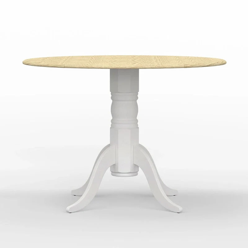 Round Drop-Leaf Dining Table with Cross Back Chairs - Natural Wood