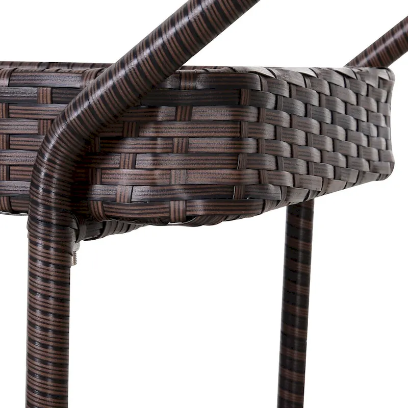 Rattan Wicker Serving Cart with 2-Tier Open Shelf, Brakes