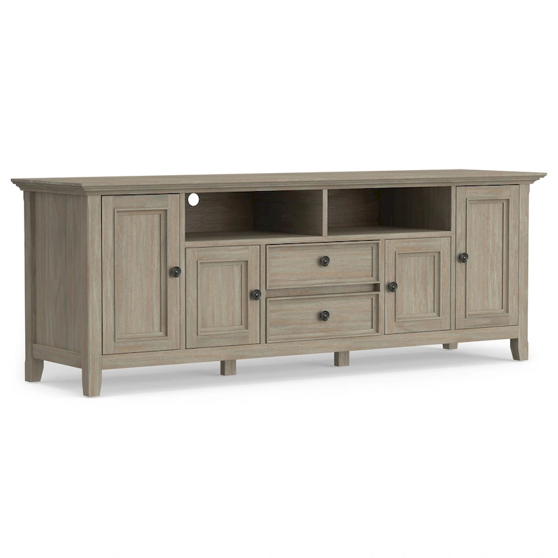 WYNDENHALL Halifax 72 inch Wide Solid Wood Transitional TV Stand - 72 w x 19 d x 26  h
