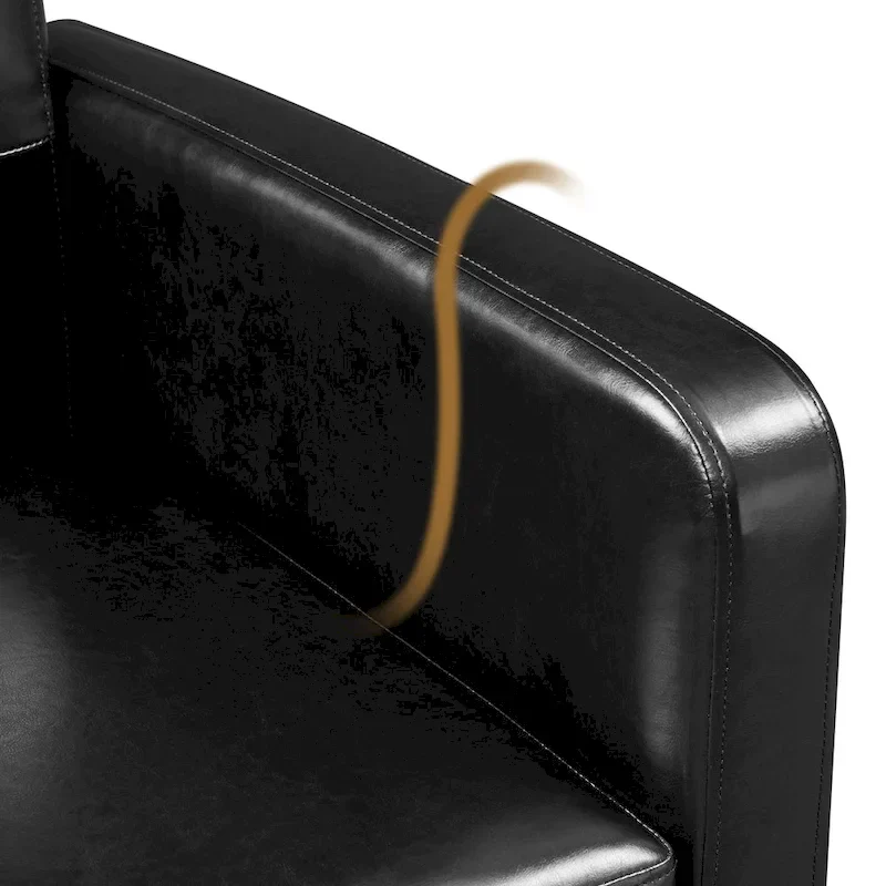 Modern faux leather upholstered armchair with solid wood legs - 28.5 29 33