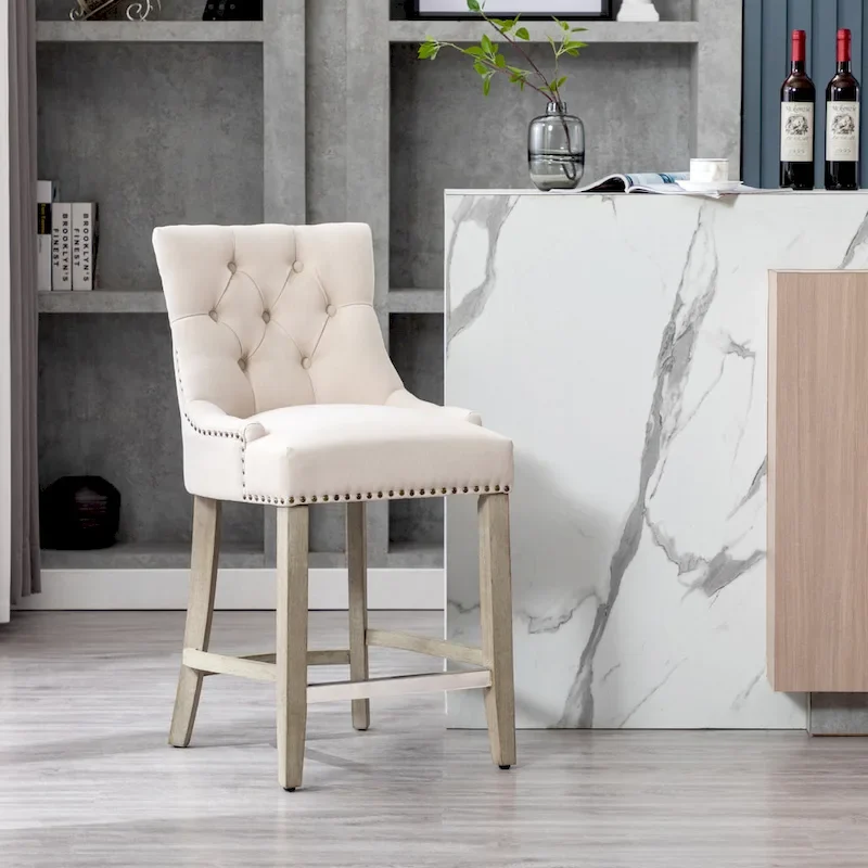 Upholstered Button Tufted Counter Bar Stool