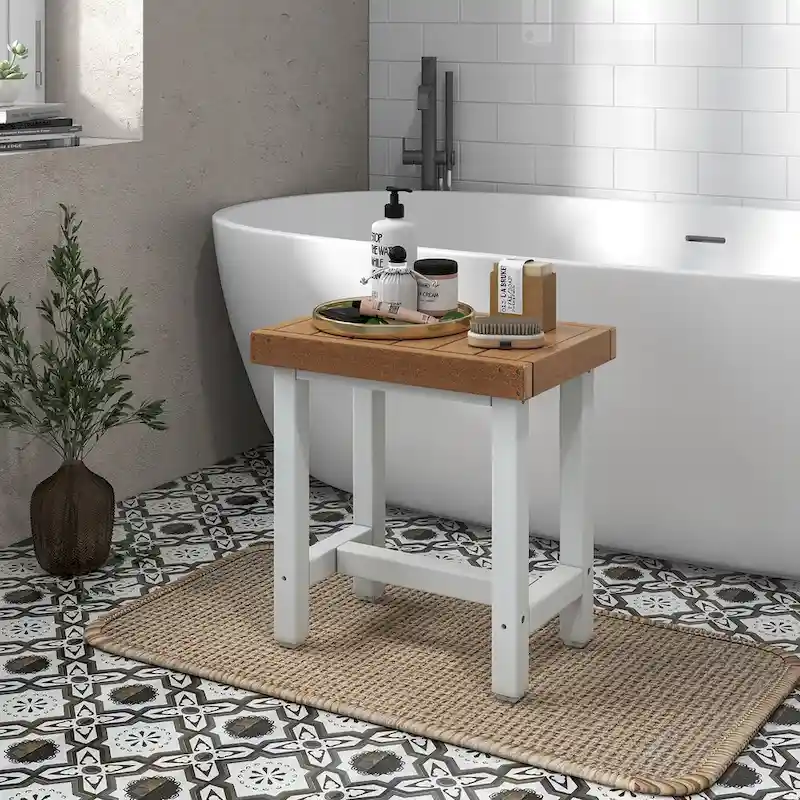 Costway 18  x 12  Heavy Duty HDPE Waterproof Shower Bench Spa Bath - See Details