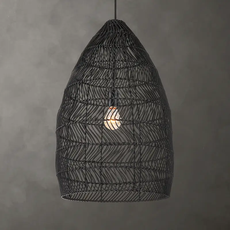 Uttermost Nandi 1 Light Woven Black Pendant - 25H x 15 Dia in.