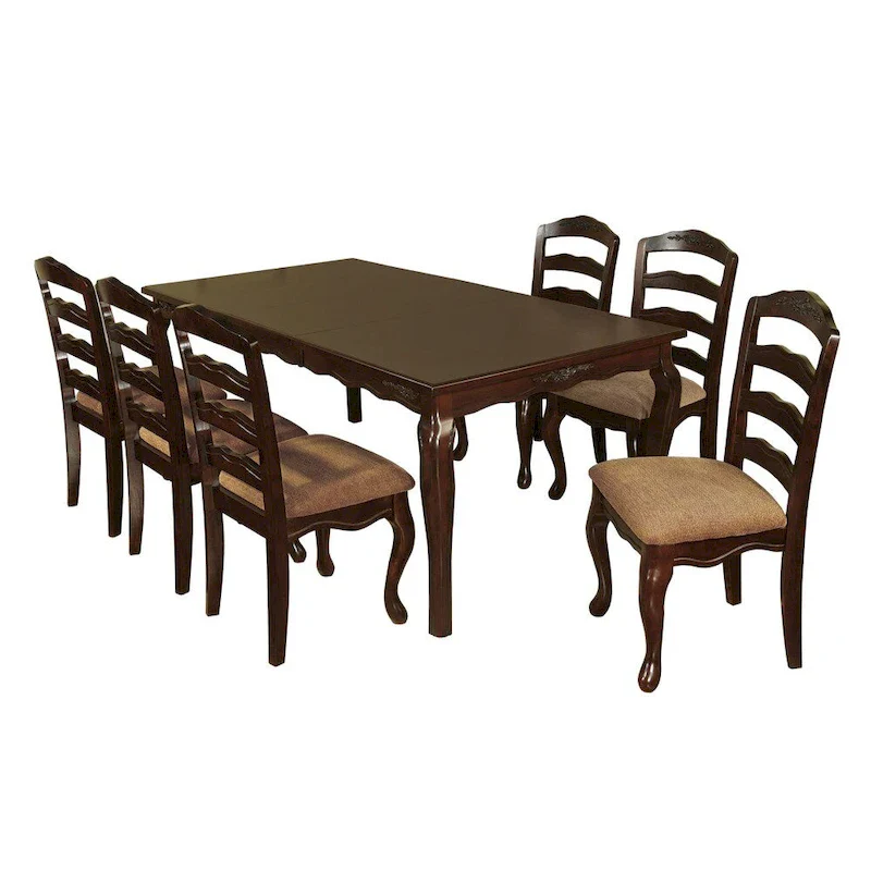 Shak Traditional Brown Wood 7-Piece Dining Set with Leaf by Furniture of America