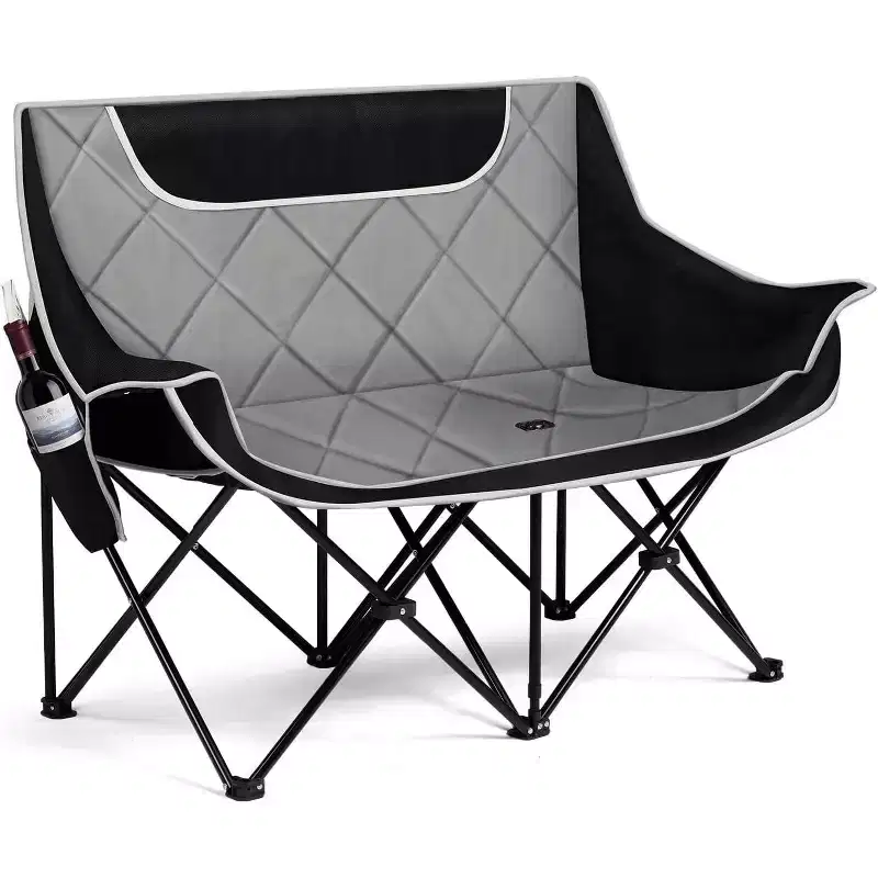 VINGLI Oversized Double Camping Chair for AdultLoveseat Camping Chairs 2 Person Heavy Duty Lawn Chairs with Cup Hold for Beach/Outdoor