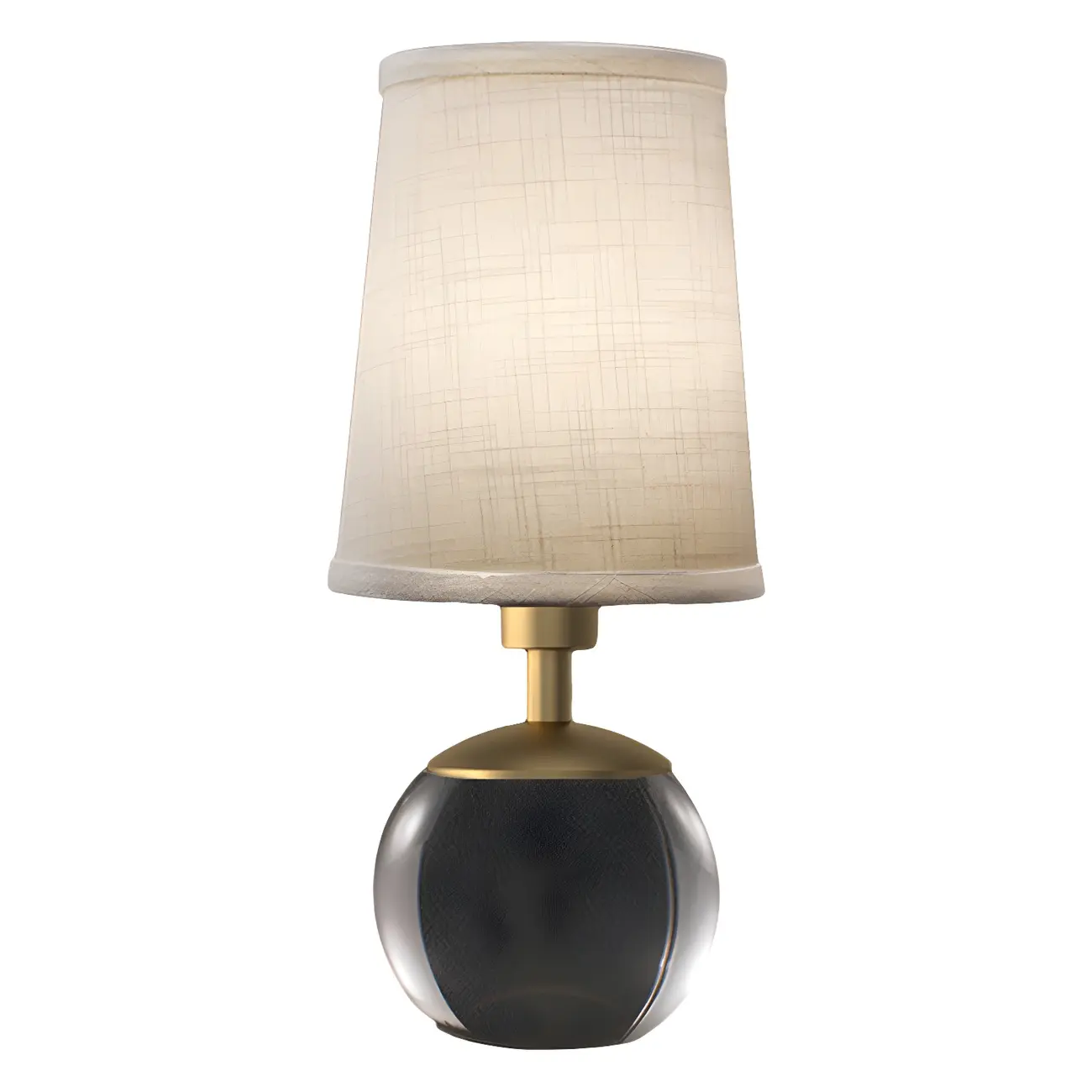 Elegant Clear Glass Bedside Lamp White Geomatric Shade