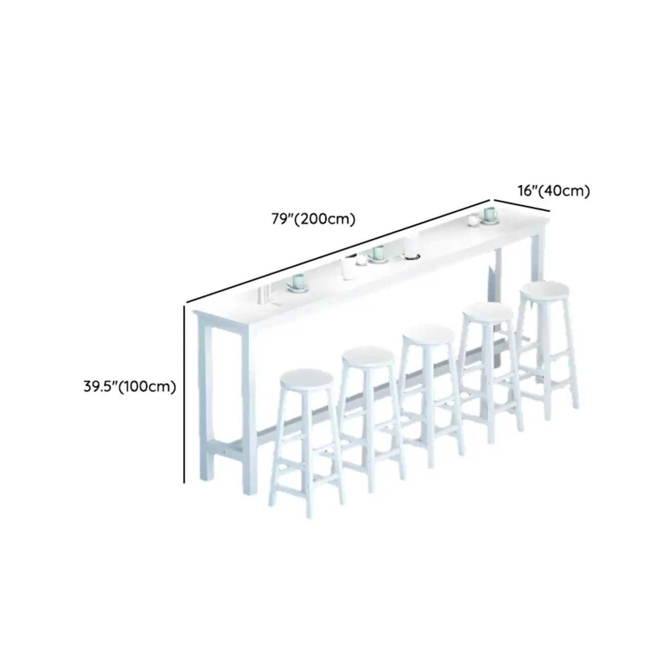 Modern White Wood Iron Rectangular Bar Tables