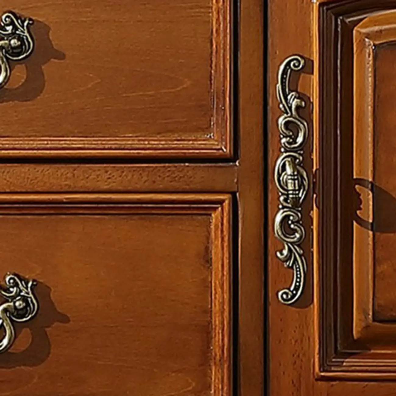 Traditional Brown Rubberwood Sideboard with Drawers