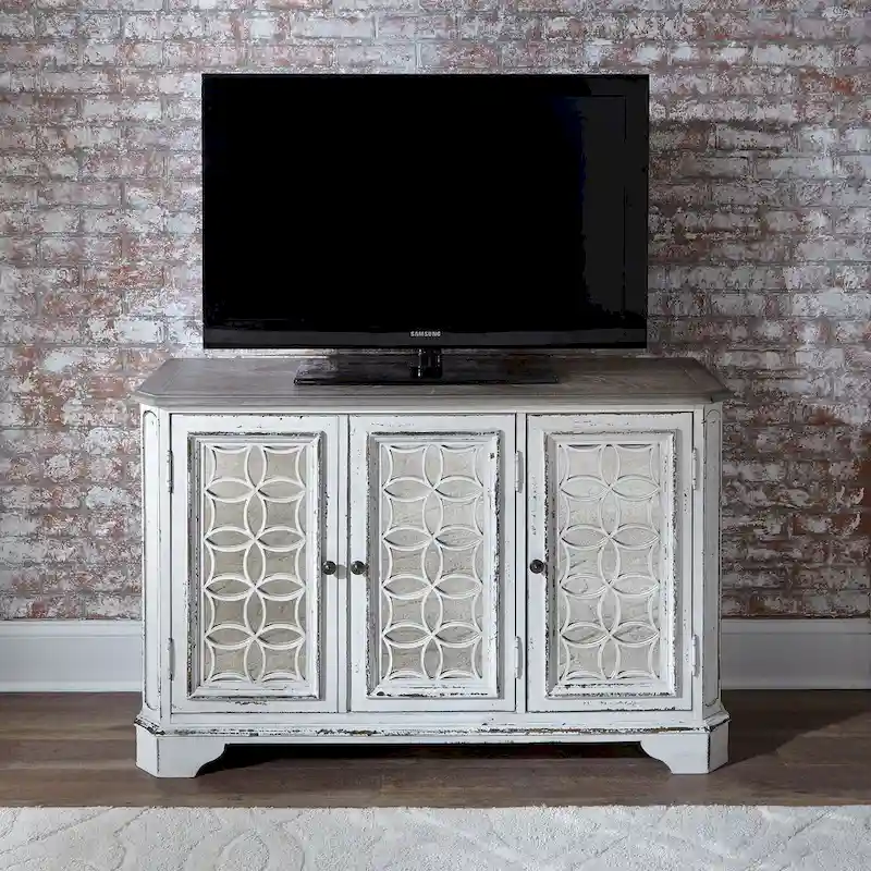 Antique White Mirrored Hall Console Table - Traditional Entryway Accent Furniture