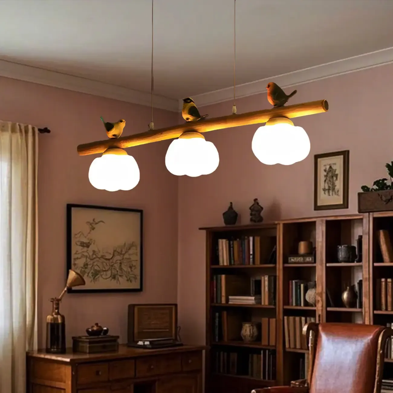 Adjustable Modern Bamboo Flower Island Pendant Light