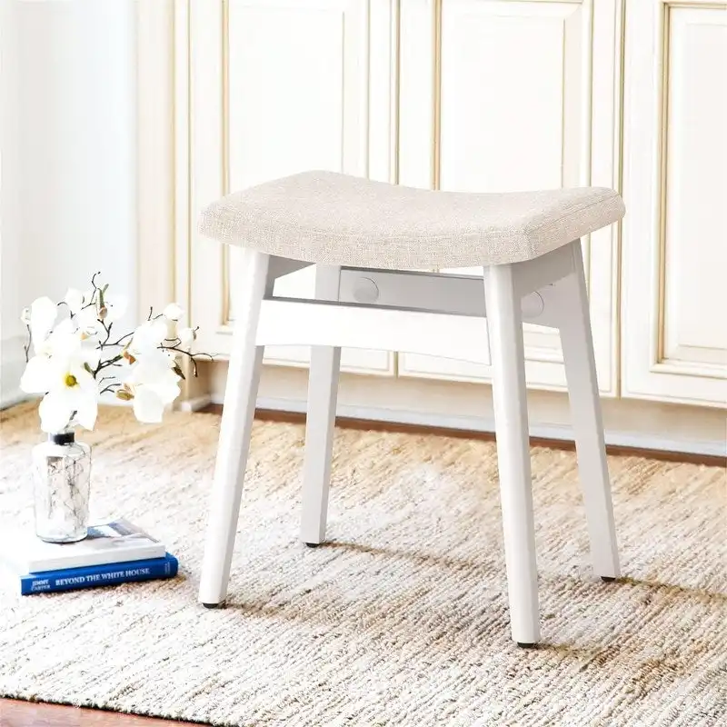 Saddle Cushion VanityStool - 17.83D x 12.4W x 16.53H