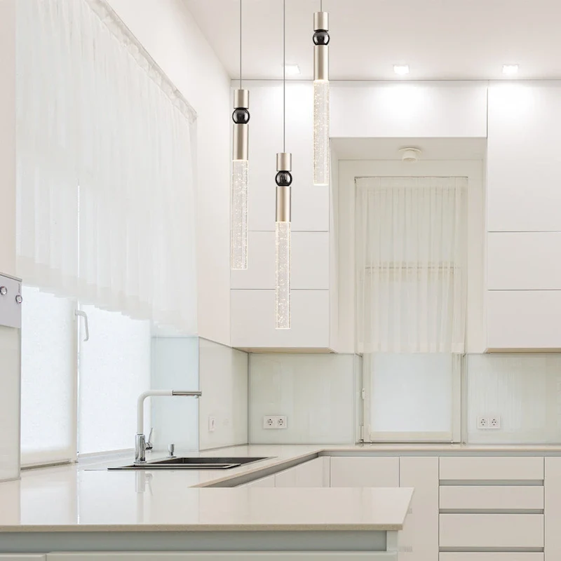 3-Light LED Crystal Pendant Light, Dimmable Ceiling Hanging Light Fixture