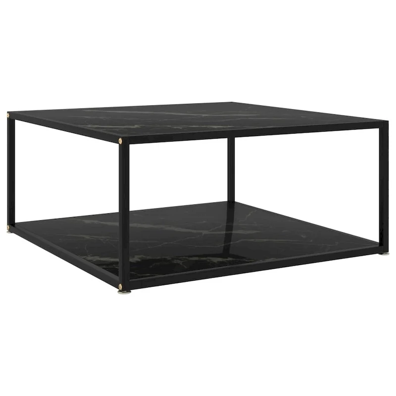 Coffee Table Black 31.5x31.5x13.8 Tempered Glass