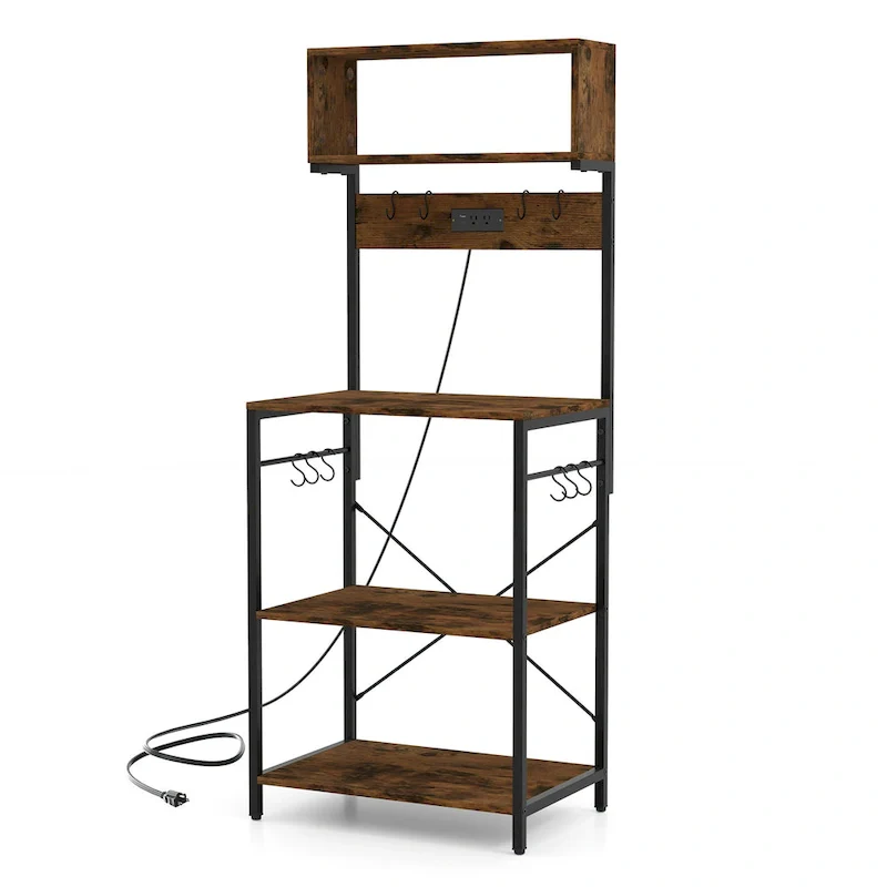 Costway Kitchen Bakers Rack 5-Tier Coffee Bar Station with Power - See Details