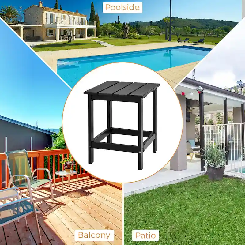 Costway Patio 15 End Side Coffee Table Square Wooden Slat Garden Deck - See details