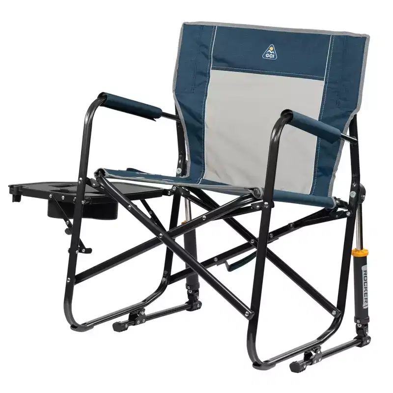 GCI Outdoor Freestyle Rocker Side Table Foldable Rocking Outdoor Portable Camping Chair - Heathered Indigo