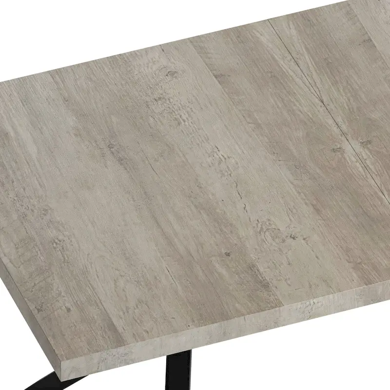 Retro Rectangular Stretch Dining Table with Cross Iron Base