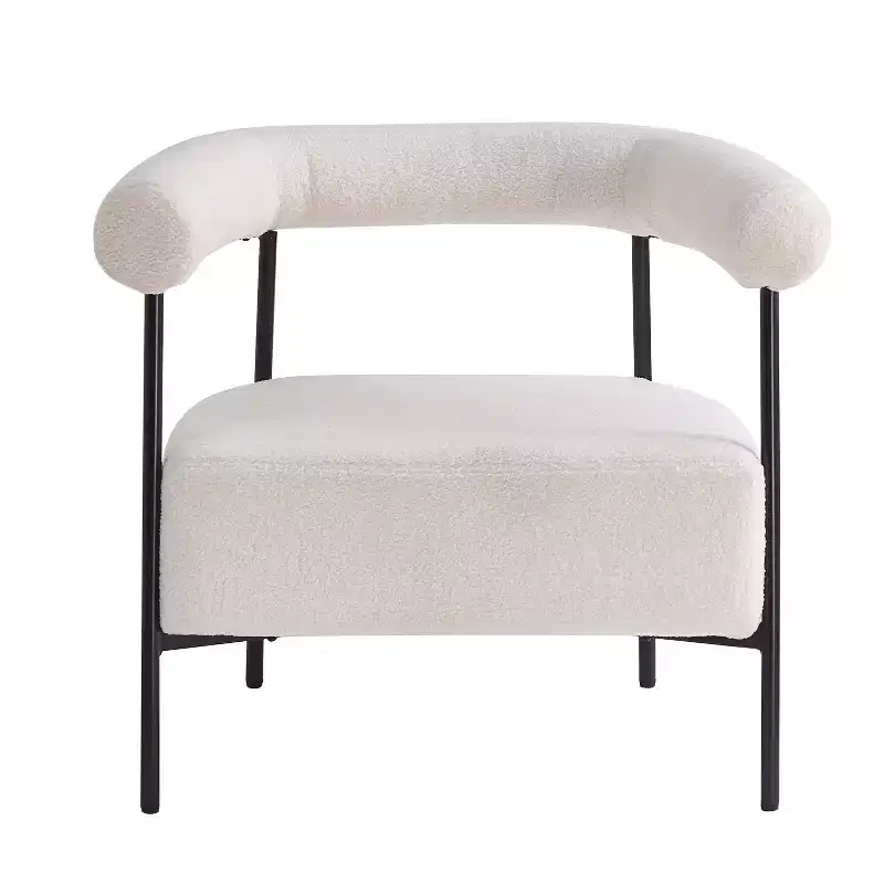 Christopher Knight Home Oliver Modern Boucle Upholstered Curved Accent Chair with Metal Frame, White