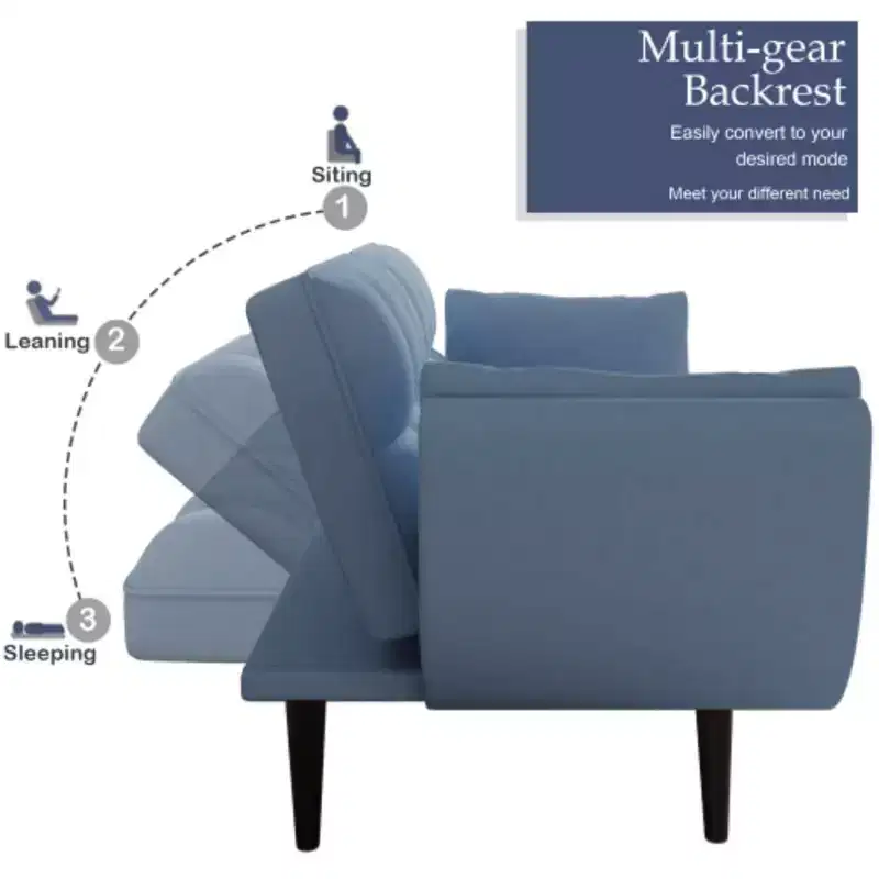 57 Blue Sofa Soft Two Armrests Throw Pillow Pillow Comfortable Fit Apartment Bedroom Small Space