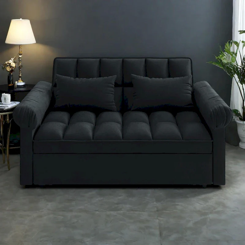 56 Foam Sofa Bed with Pull-Out Sleeper and Adjustable Backrest