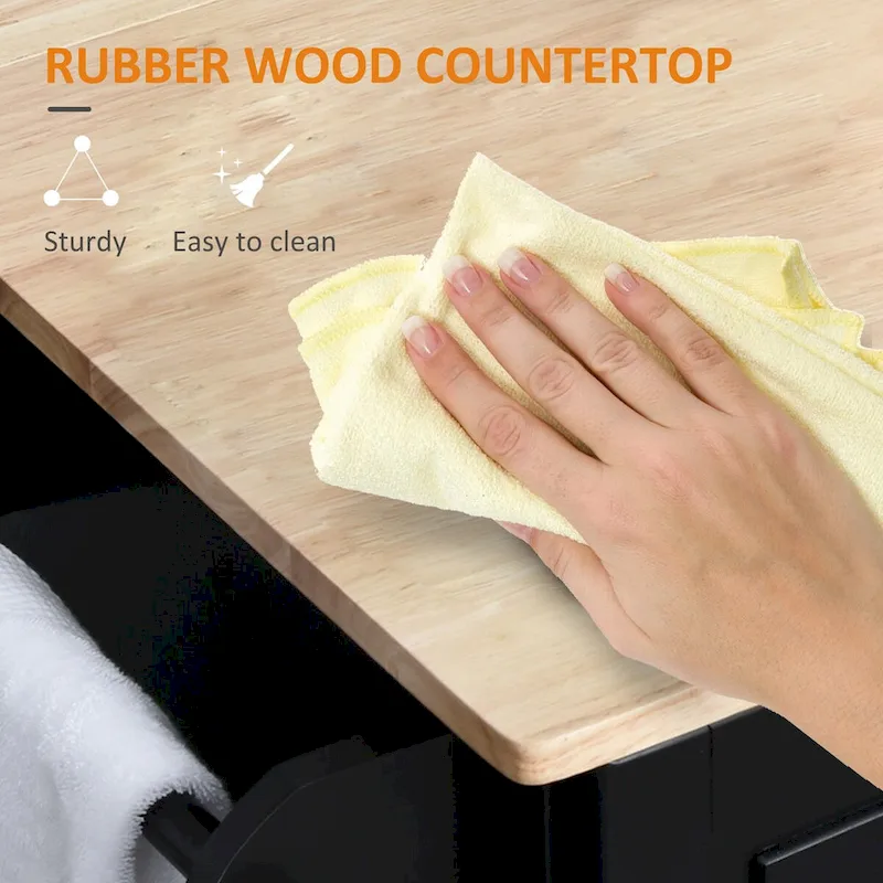 Mobile Kitchen Island with Drop Leaf, Towel Rack and 3 Drawers