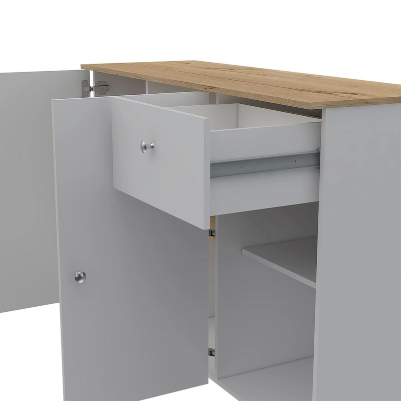 2-Drawer 2-Shelf Kitchen Island White and Pine