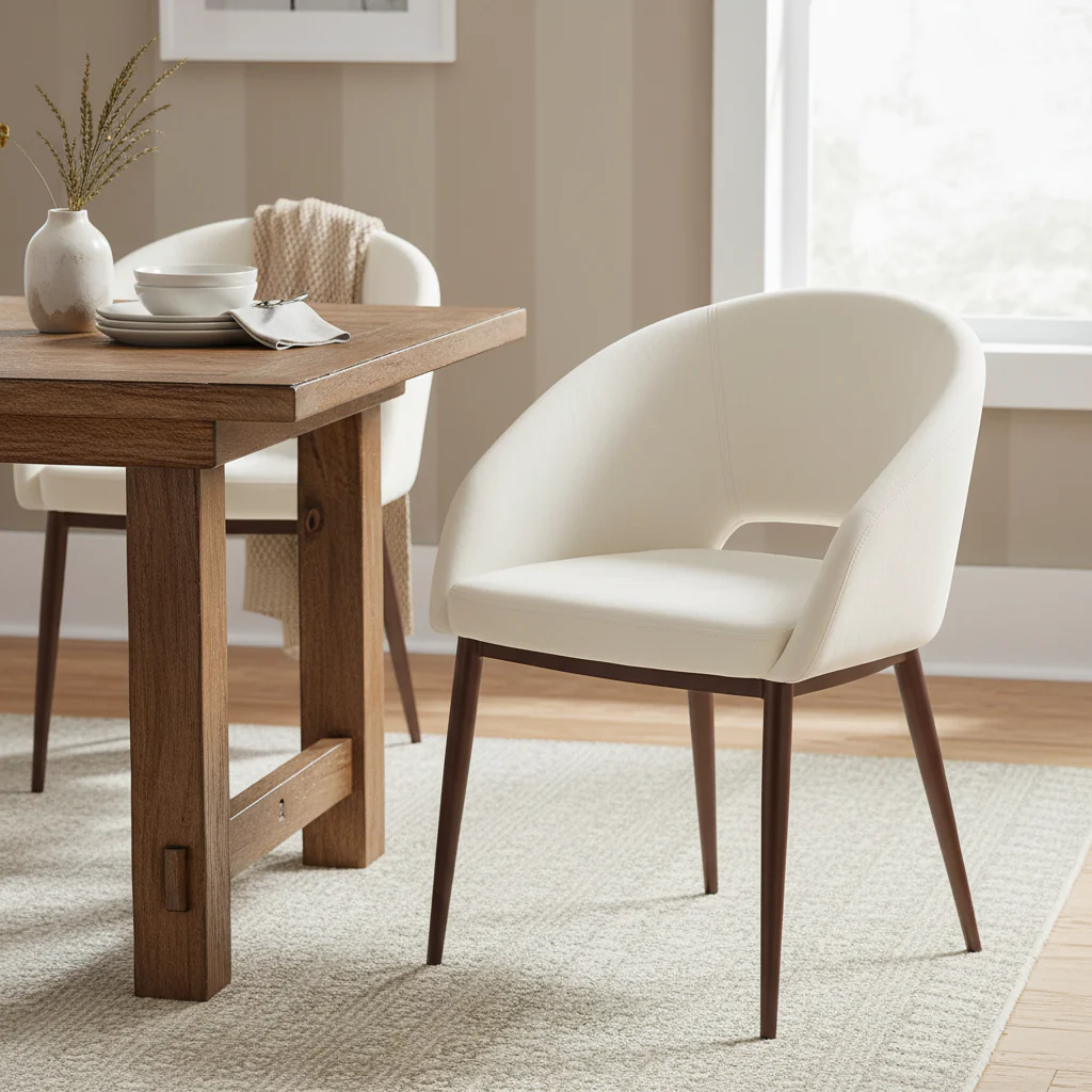 Upholstered Dining Chair with Copper Metal Legs