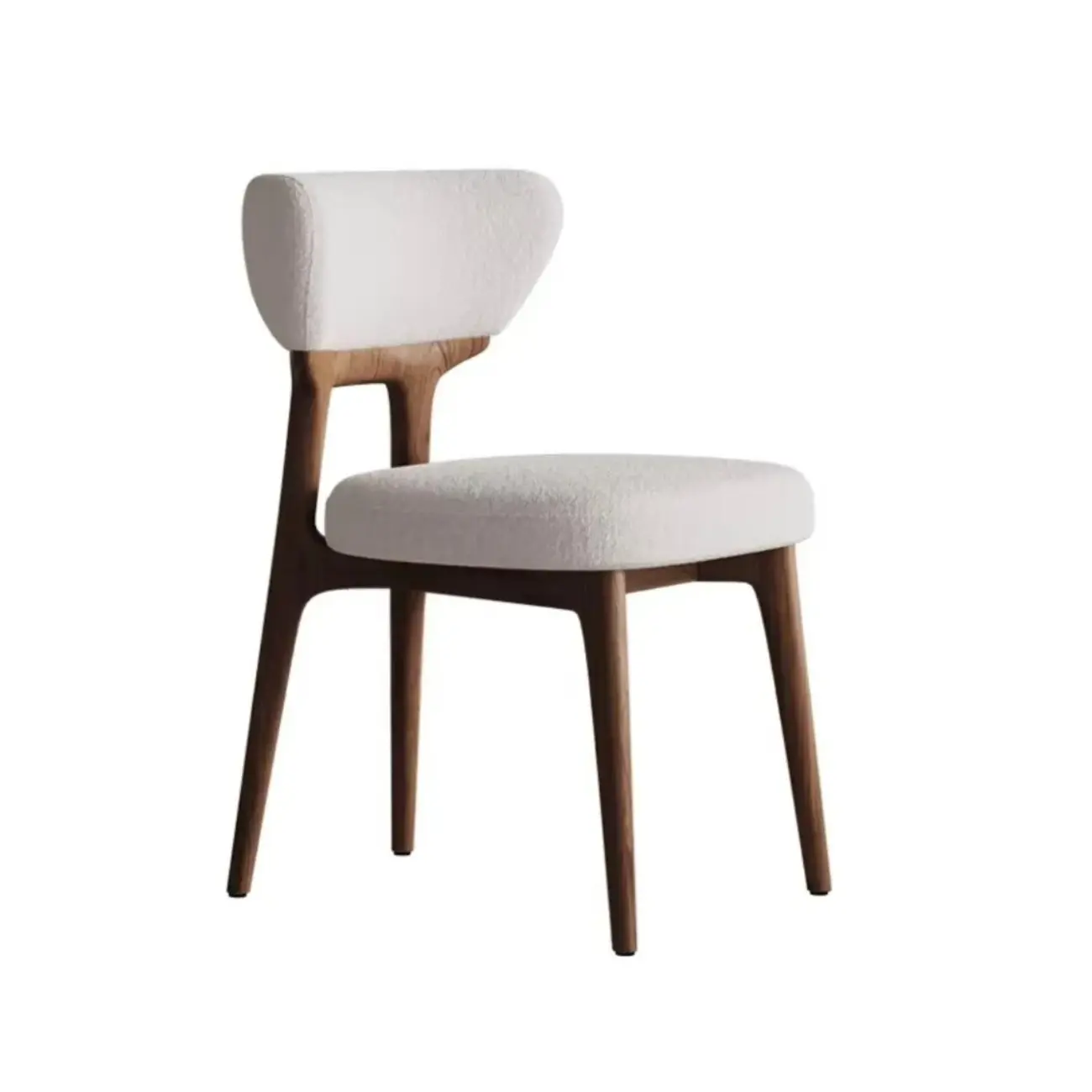 Scandinavian Low Back Upholstered Wood Dining Chair