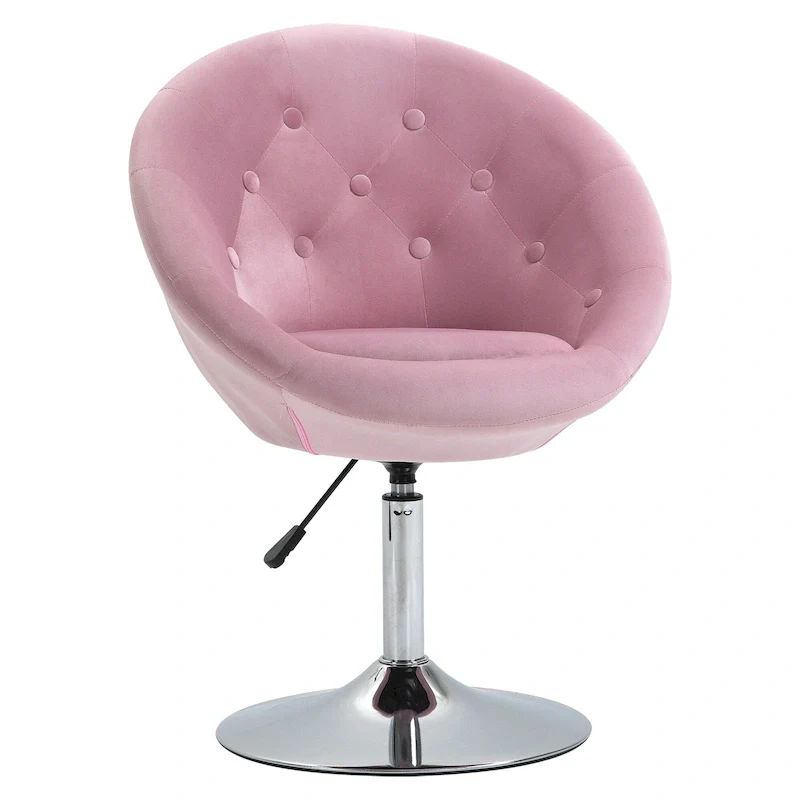 26-Inch Swivel Accent Chair Velvet-Touch Polyester – Padded Seat, 264 lbs Capacity, Pink