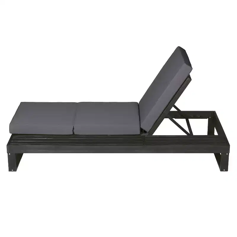 Christopher Knight Home Hudson Patio Modern Acacia Wood 4-Position Adjustable Chaise Lounge with Cushion